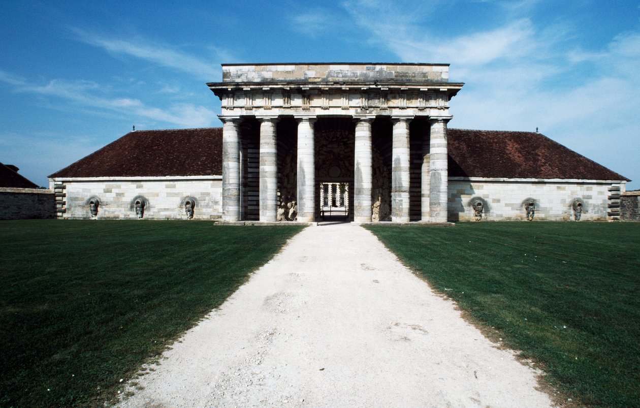 Entrada principal da Royal Saltworks (Saline Royale), Arc-et-Senans, Franche-Comte, França de Amadeo (after) Modigliani