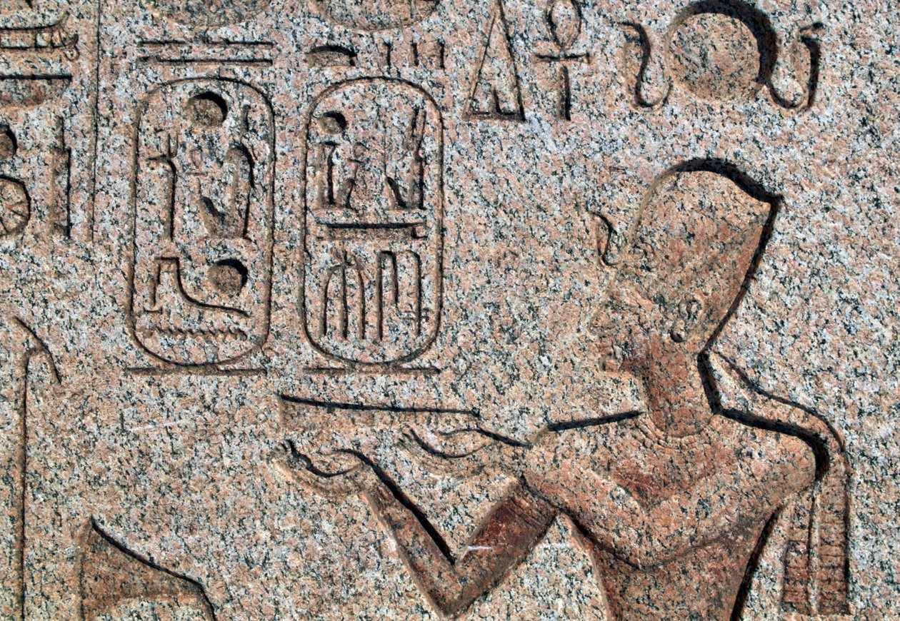 Obelisco com relevos e inscrições de Ramesses II, Grande Templo de Amon, Tanis, Egito, civilização egípcia, Novo Reino, Dinastia XIX de Amadeo (after) Modigliani