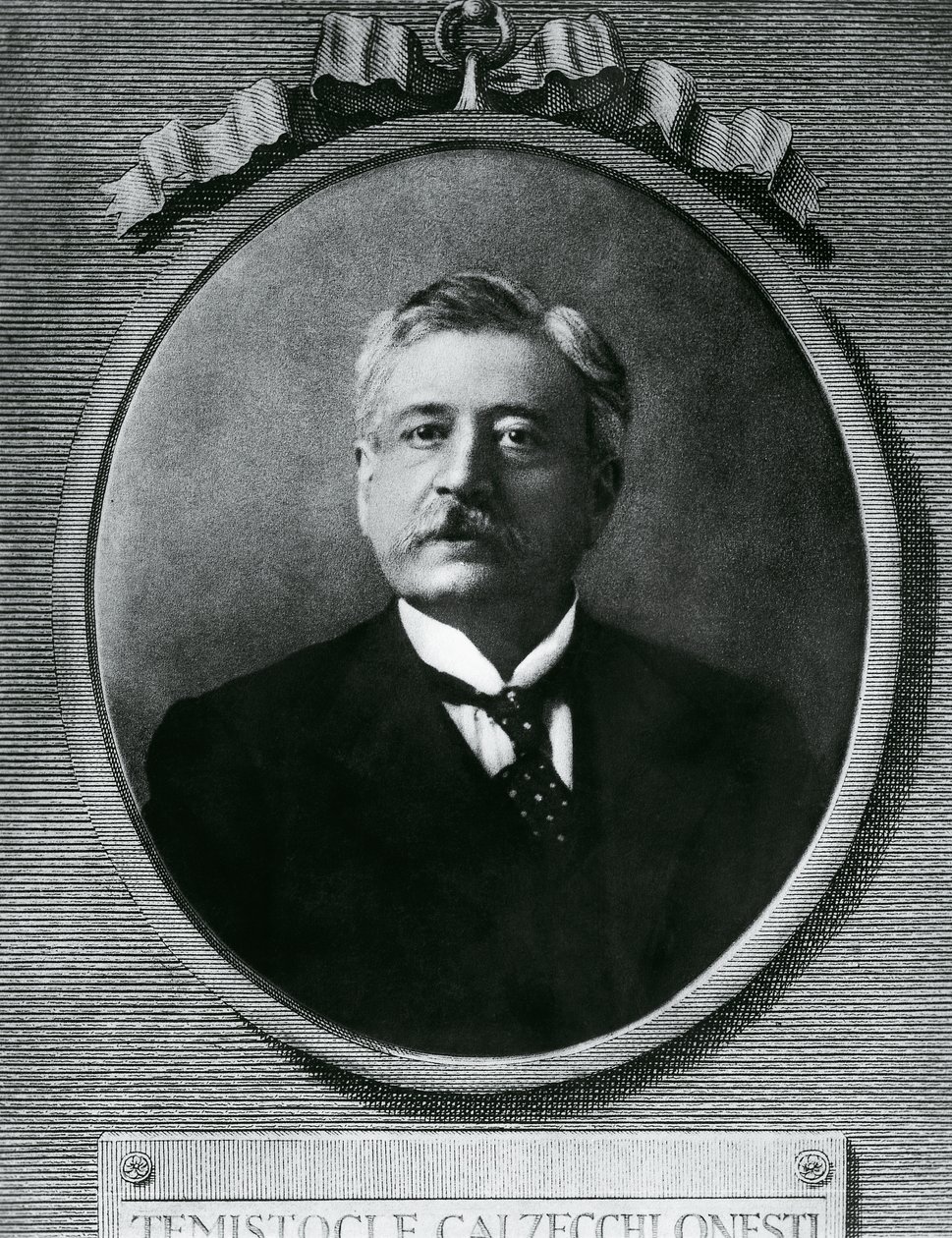 Retrato do Temístolo Calzecchi Onesti (1853-1922), físico e inventor italiano, gravura após fotografia de Amadeo (after) Modigliani
