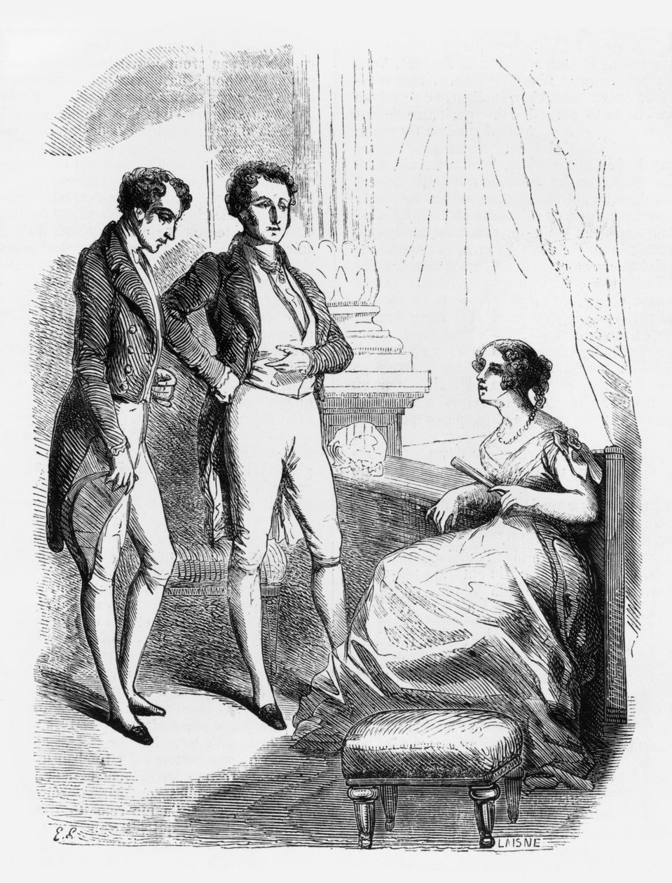 Rastignac apresentado a Madame de Nucingen, ilustração de "Le Pere Goriot" por Honore de Balzac (1799-1850) de Laisne