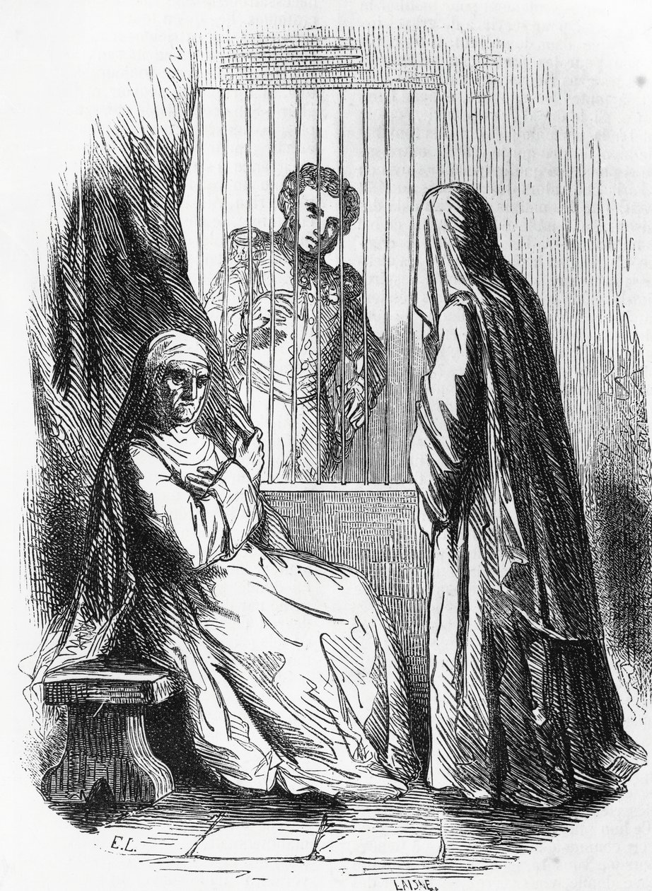 Ilustração para Duquesa de Langeais, romance de Honore de Balzac (1799-1850) da coleção multi-volumes intitulada Human Comedy, gravura de Laisne de Laisne Laisne