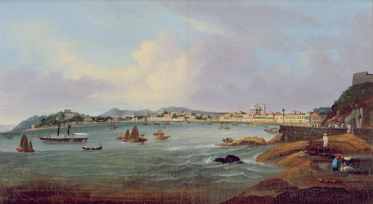 Porto de Macau, China, c.1855 (óleo sobre tela) de Lam Qua (attr. to)