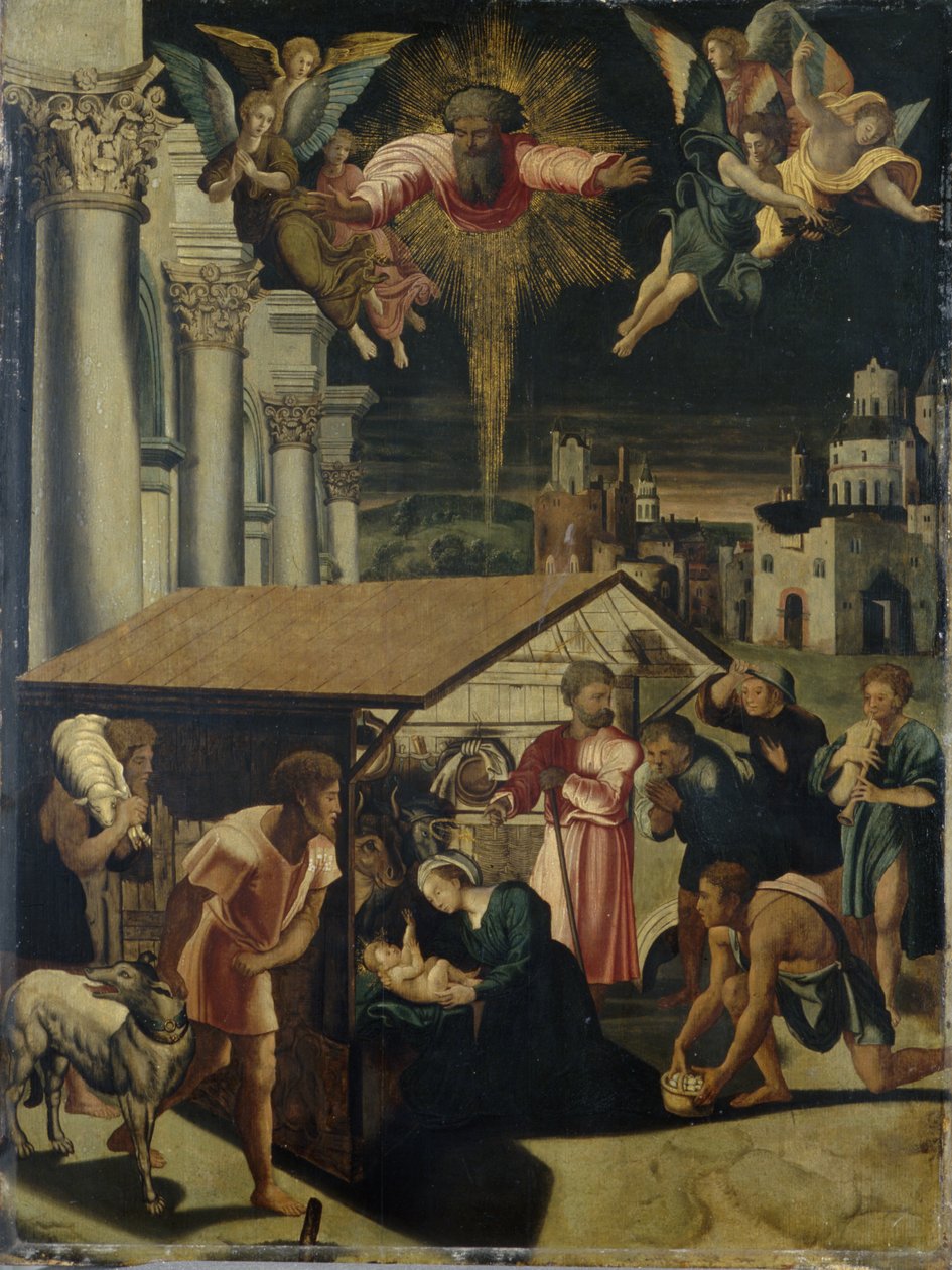 A Adoração dos Pastores (óleo sobre madeira de carvalho) de Lambert Lombard