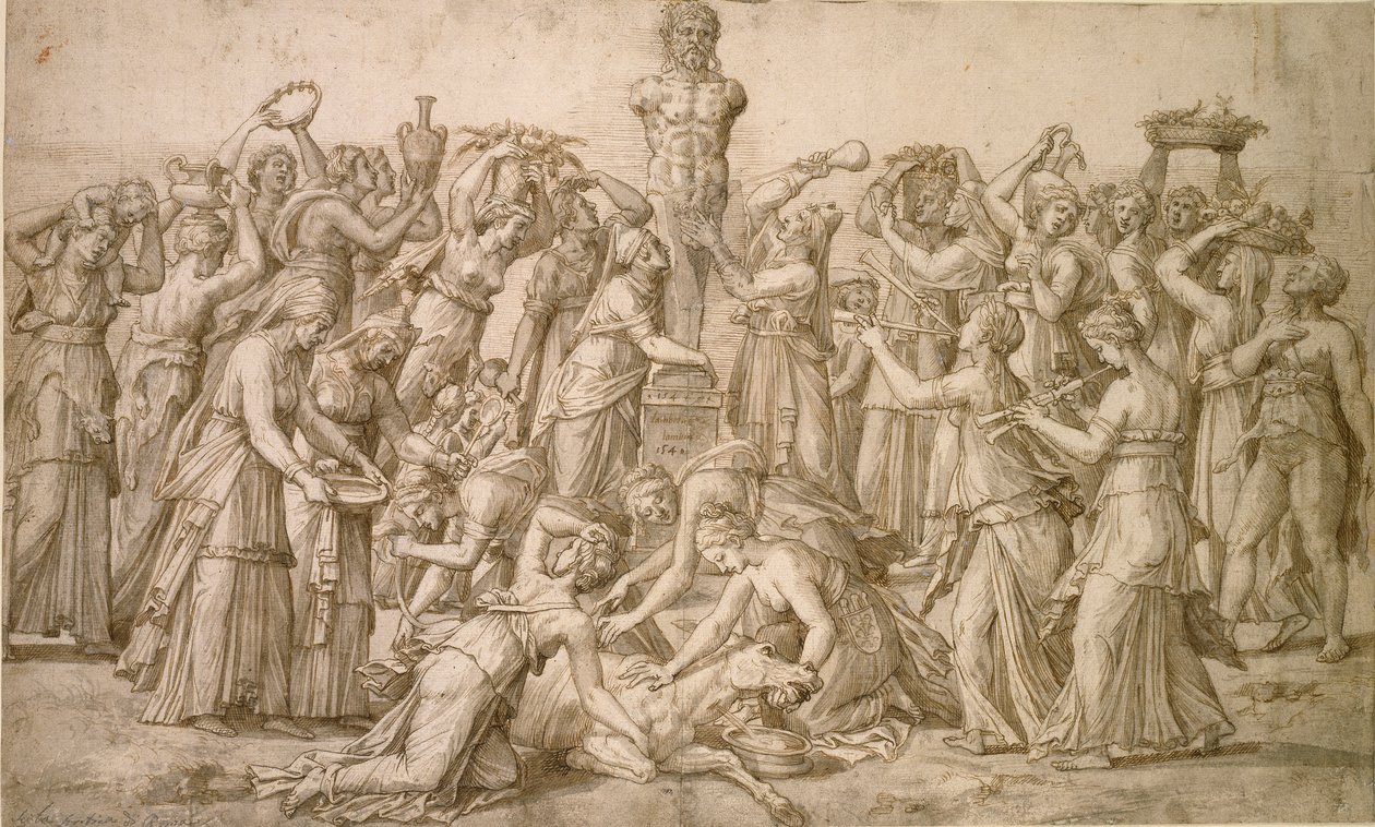Sacrifício a Priapus, 1540 de Lambert Lombard