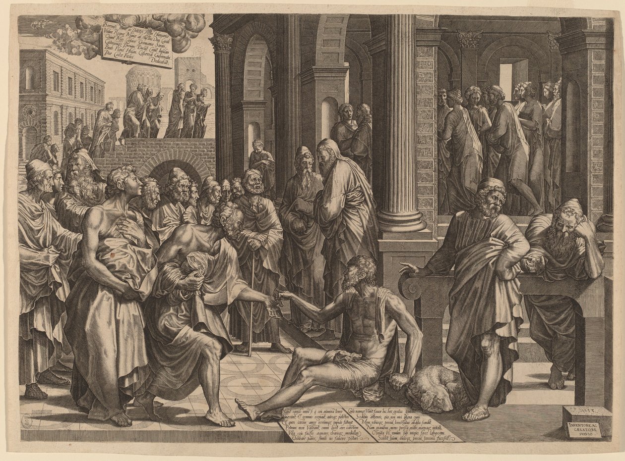 Apóstolos Pedro e João curando o paralítico de Lambert Suavius