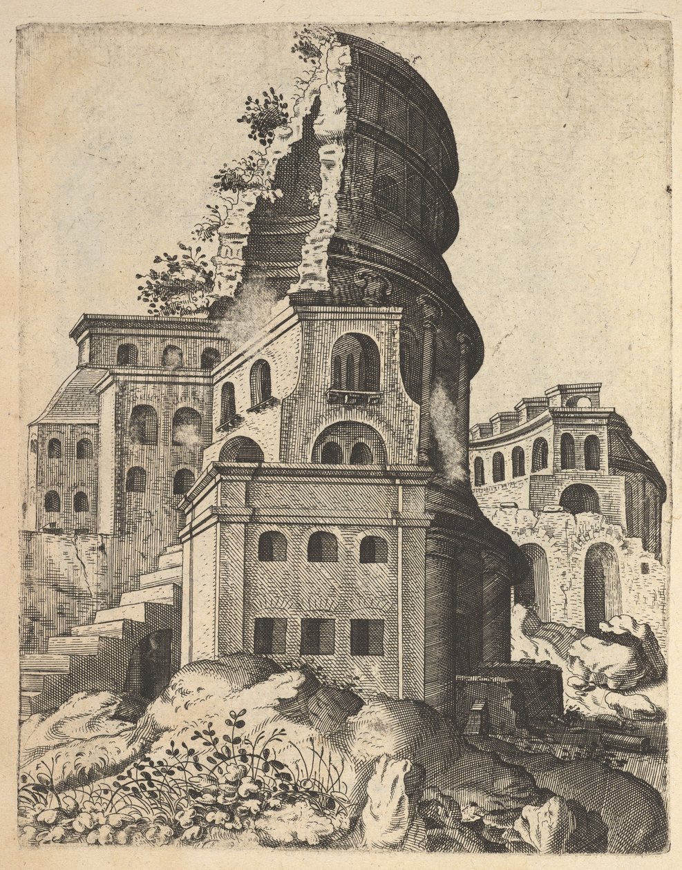 Paisagem vertical com as ruínas do Templo de Vênus e Roma, da série 