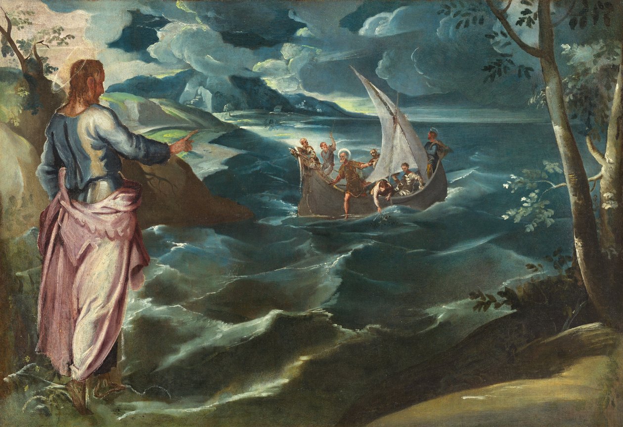 Cristo no Mar da Galileia, c. 1570s. de Lambert Sustris