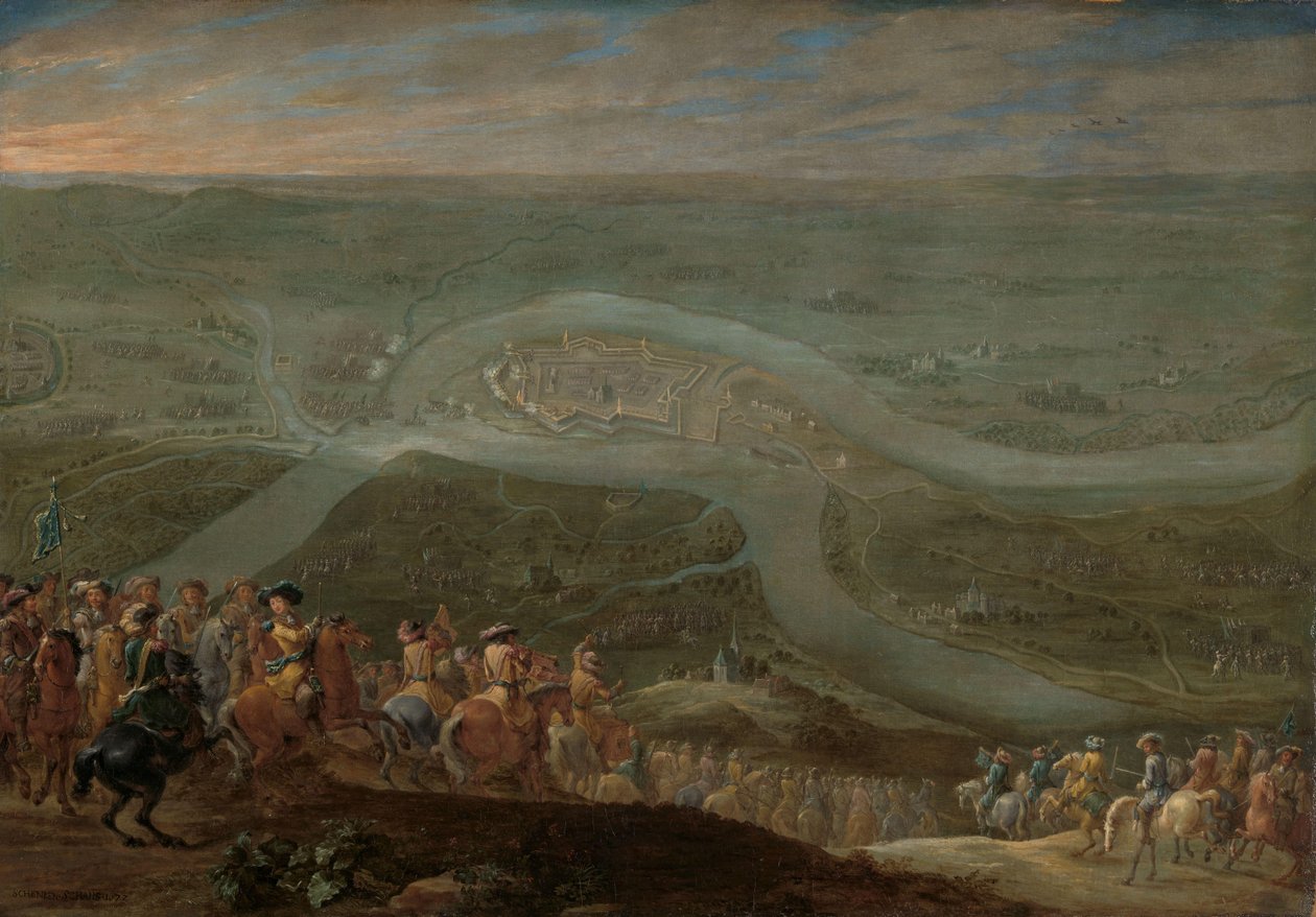 Rei Luís XIV e sua comitiva no cerco de Schenkenschans, 1672 de Lambert de Hondt (II)