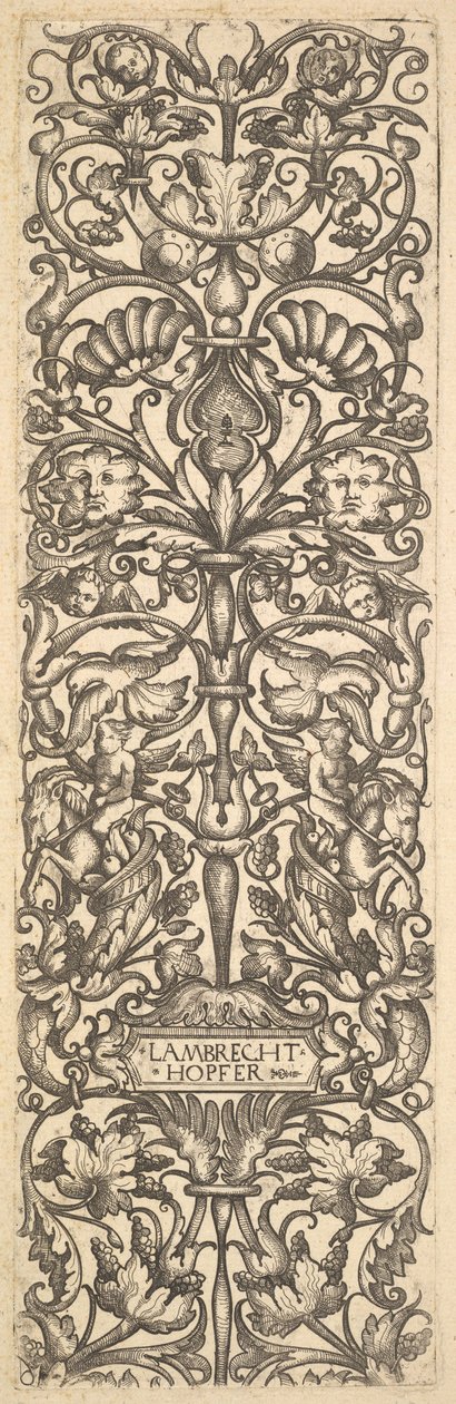 Candelabro com putti em cabras no centro, ca. 1525-50. de Lambrecht Hopfer