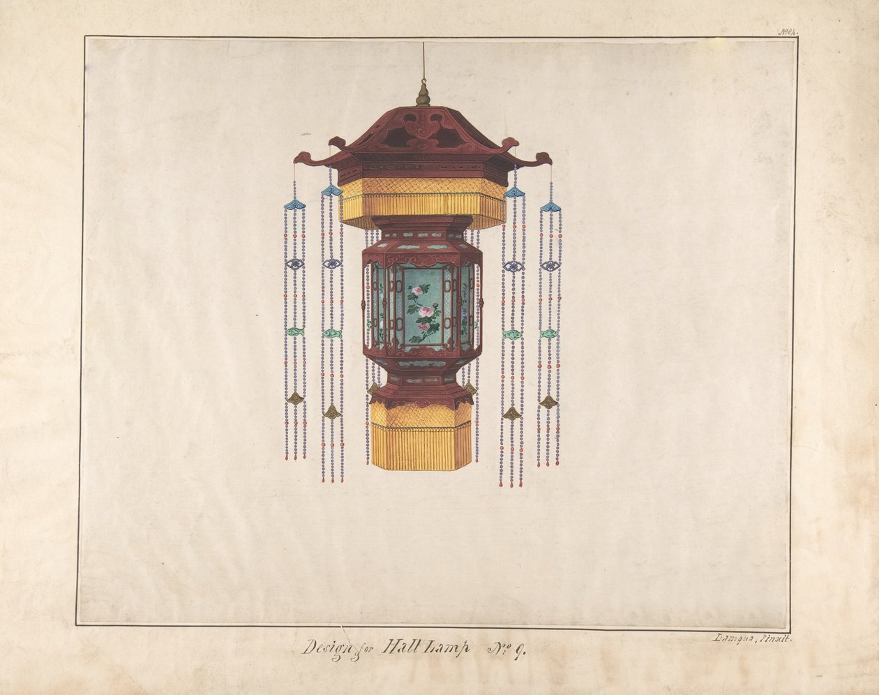 Desenho para o Hall Lamp nº 9, ca. 1845. de Lamqua