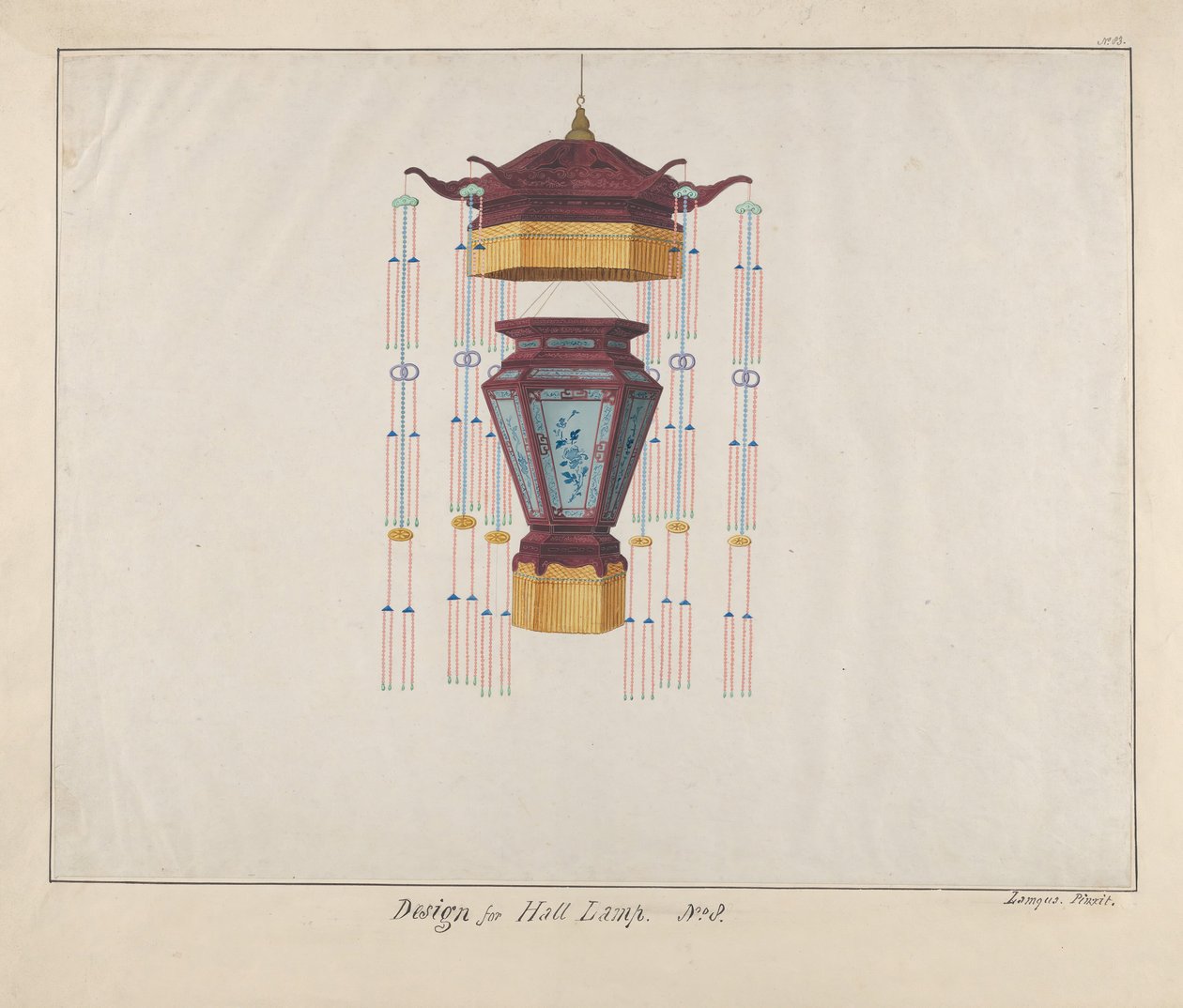 Desenho para uma Lâmpada de Hall, ca. 1800-1810 . de Lamqua