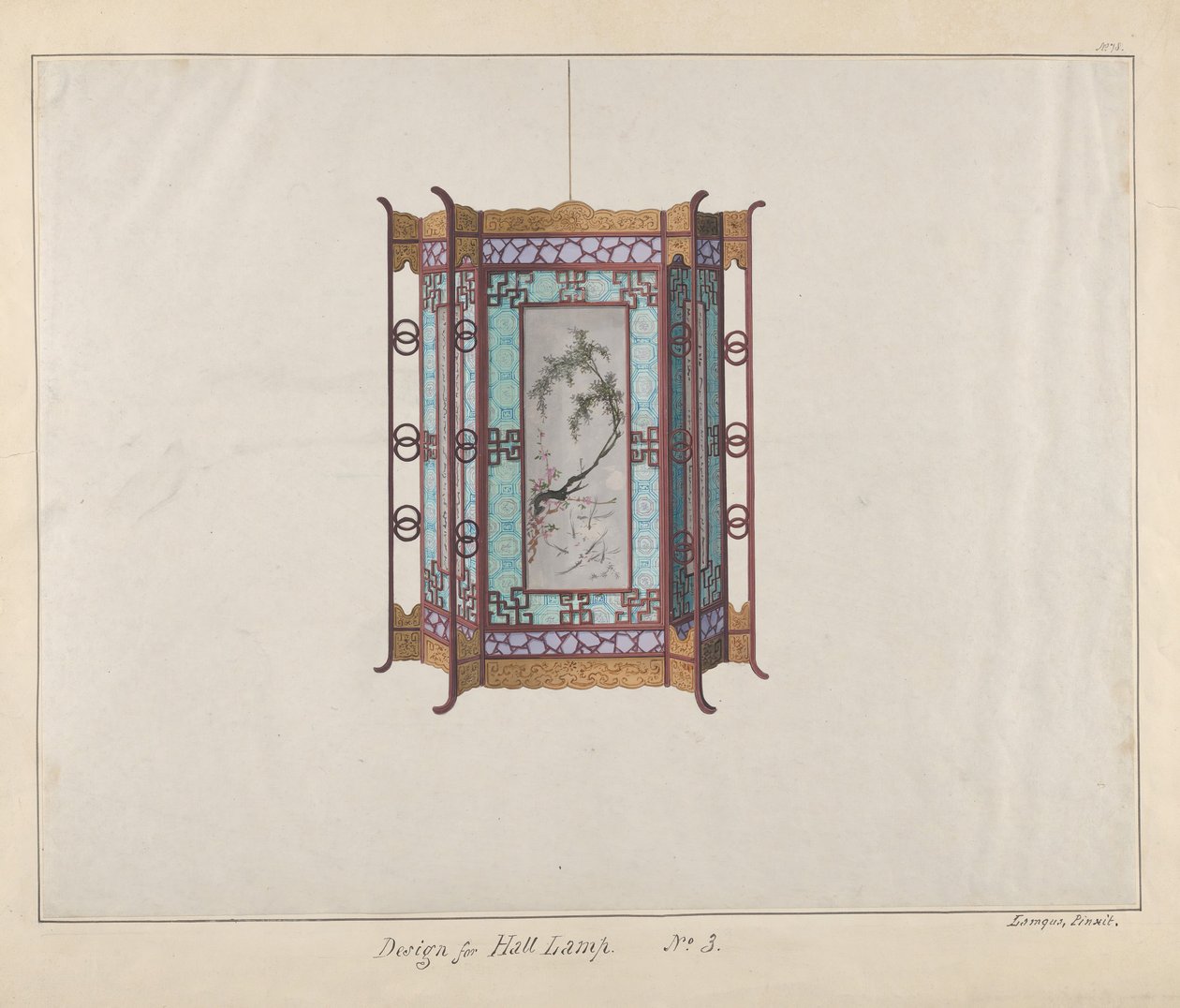 Desenho para uma Lâmpada de Hall, ca. 1800-1810 . de Lamqua