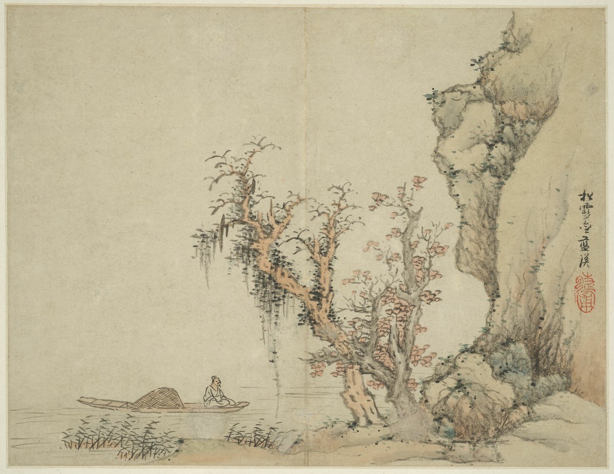 Paisagem no estilo dos antigos mestres: Songxuezhai Lan Ying de Lan Ying