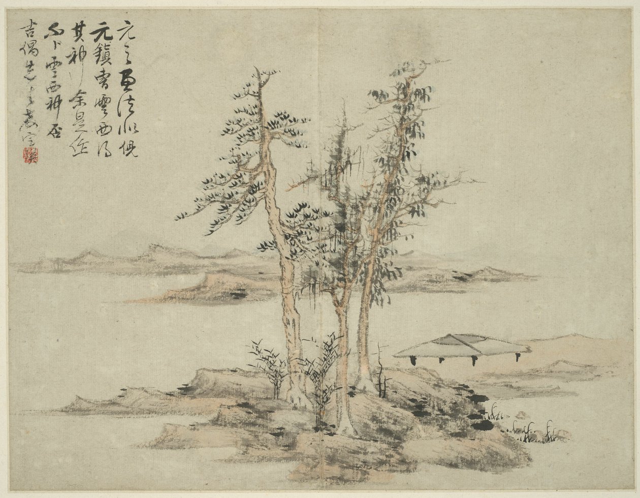 Paisagem no estilo dos antigos mestres: depois de Ni Zan (1301-1374), Cao Zhibo (1272-1355) de Lan Ying