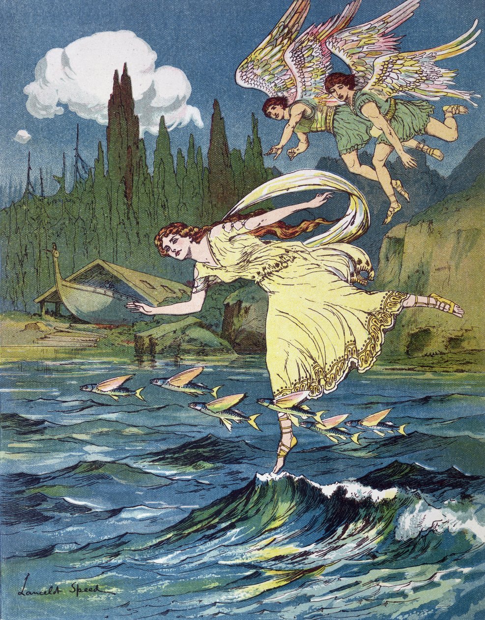 Atalanta e os filhos do vento norte, c.1900 de Lancelot Speed