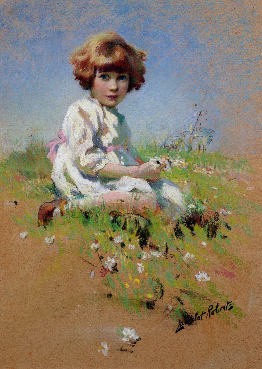 Marjorie - uma Margaridas de Acolher Menina (pastel sobre papel) de Lancelot Roberts