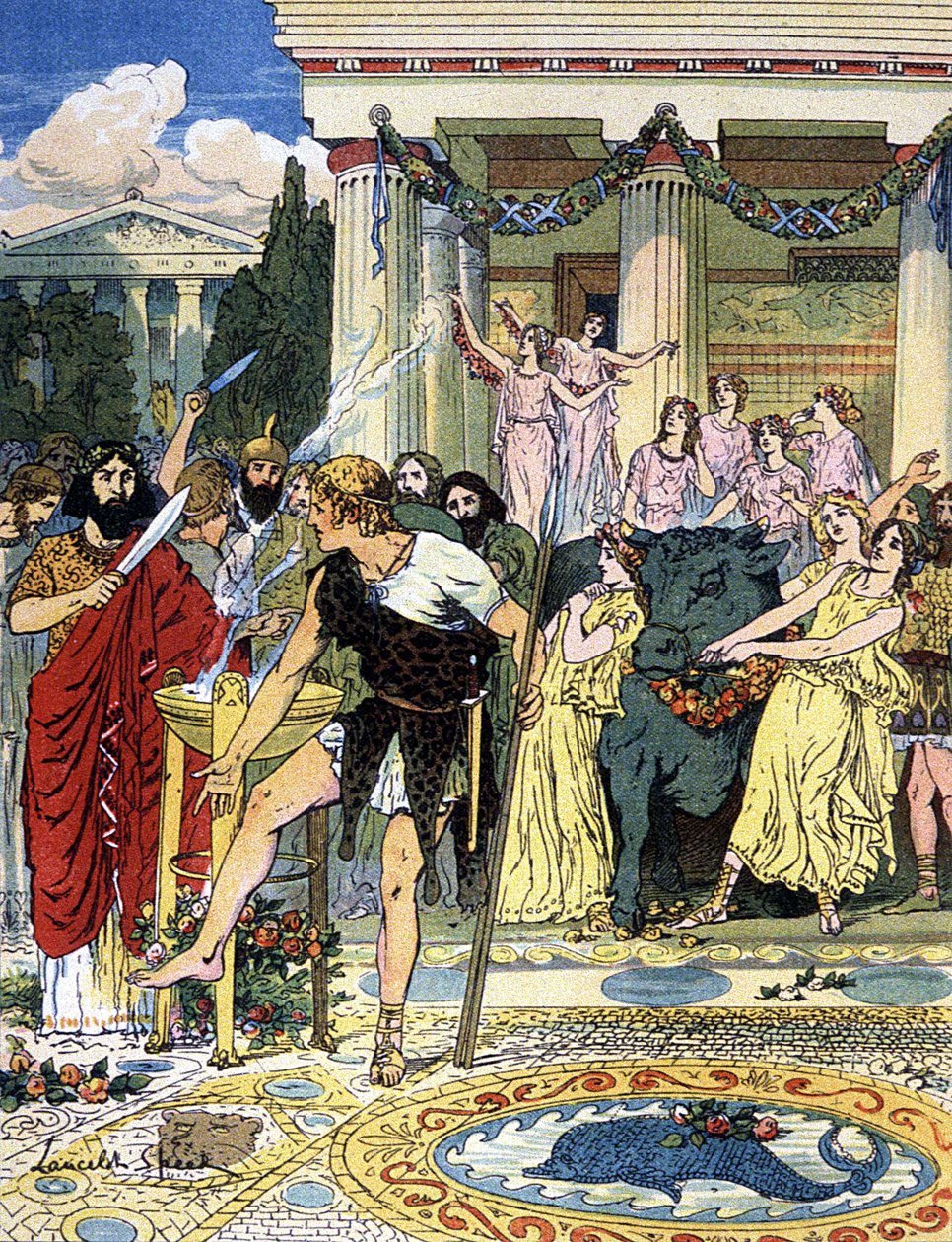 Pelias e Jason, c.1900 (ilustração) de Lancelot Speed