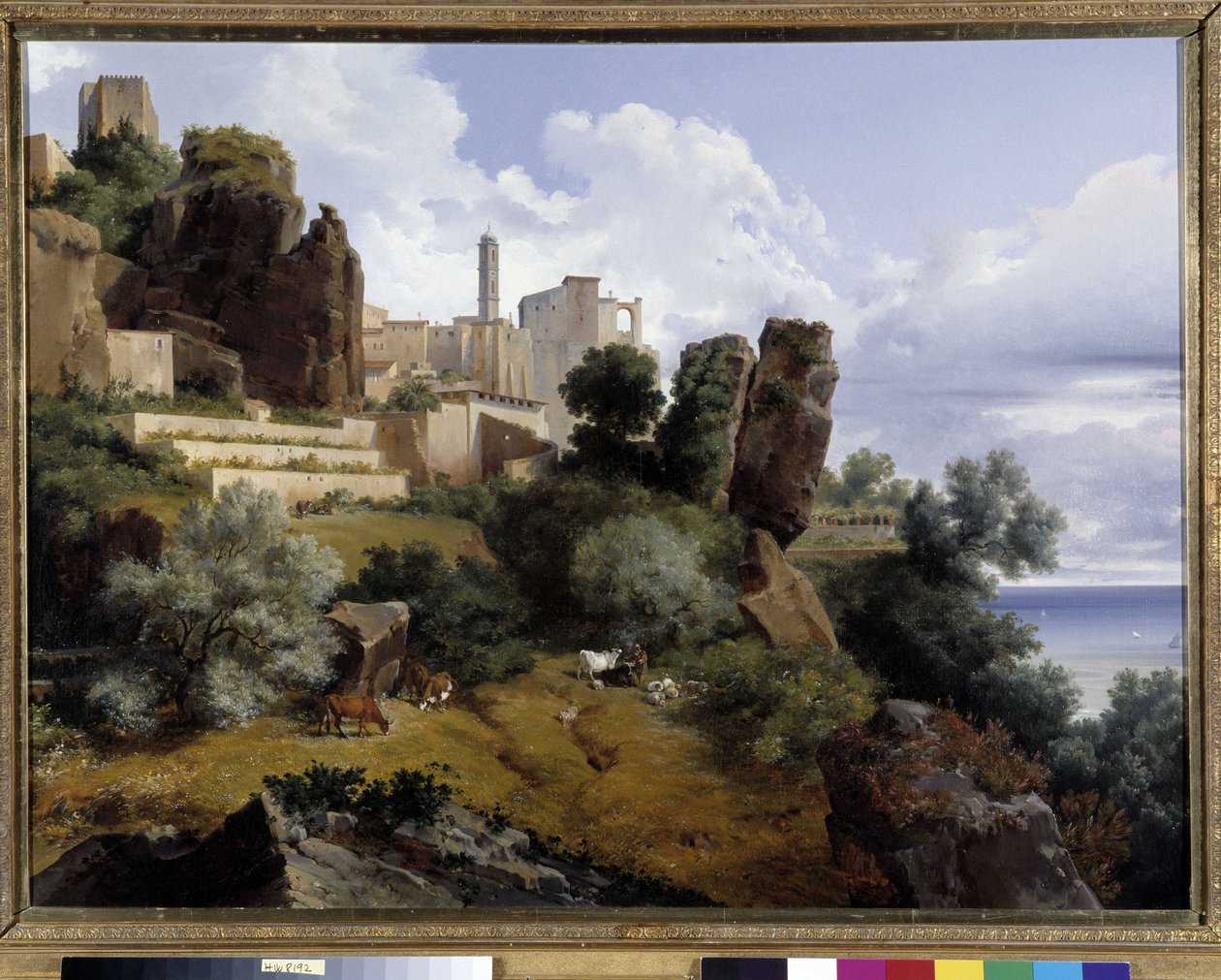 Vista de Roquebrune, Itália (óleo sobre tela) de Lancelot Théodore Turpin de Crissé de Crissé
