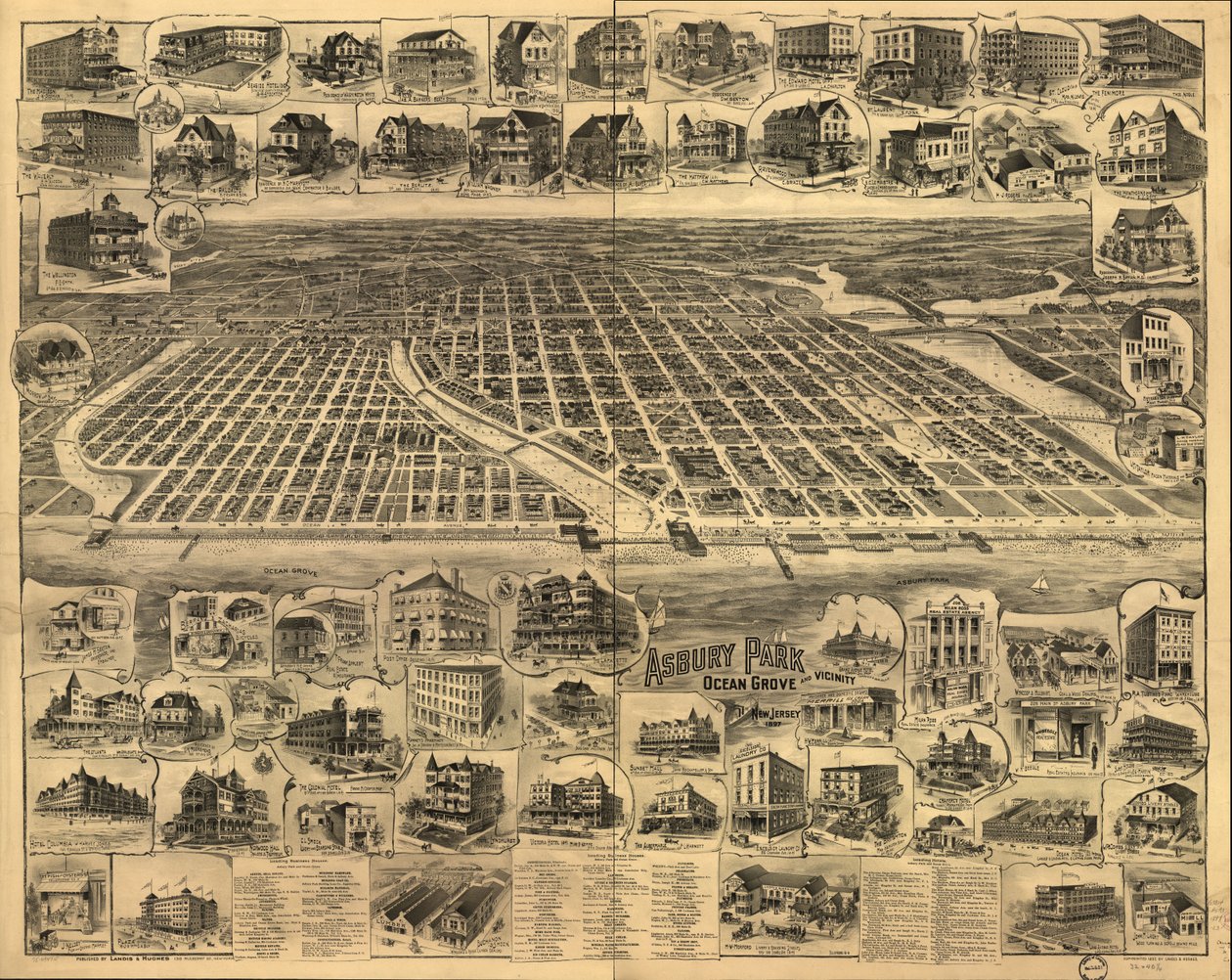 Asbury Park, Ocean Grove e arredores, New Jersey 1897. de Landis And Hughes