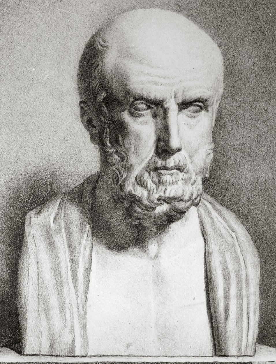Retrato, de, hipócrates, c.460-c.377, bc, 1º, meio, 19o século, litho, bw, detalhe foto, de, 163525 de Langlume