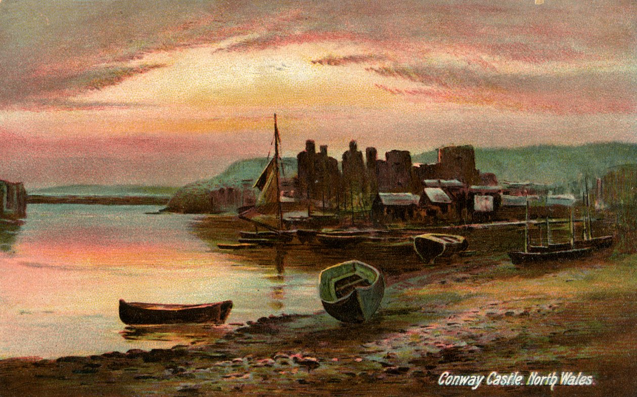 Castelo de Conway, Caernarvonshire, Gales do Norte, final do século XIX ou início do século XX. de Langsdorff and Co