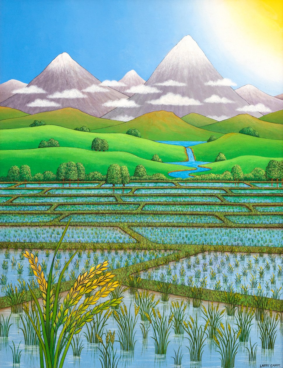 Arroz Arrozal do Japão, 1997 (acrílico) de Larry Smart