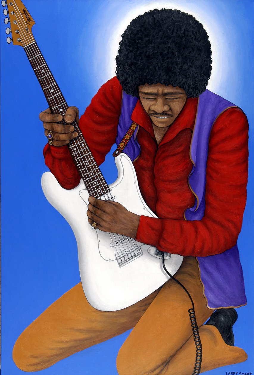 Jimi Hendrix (1942-70) (acrílico sobre linho) de Larry Smart