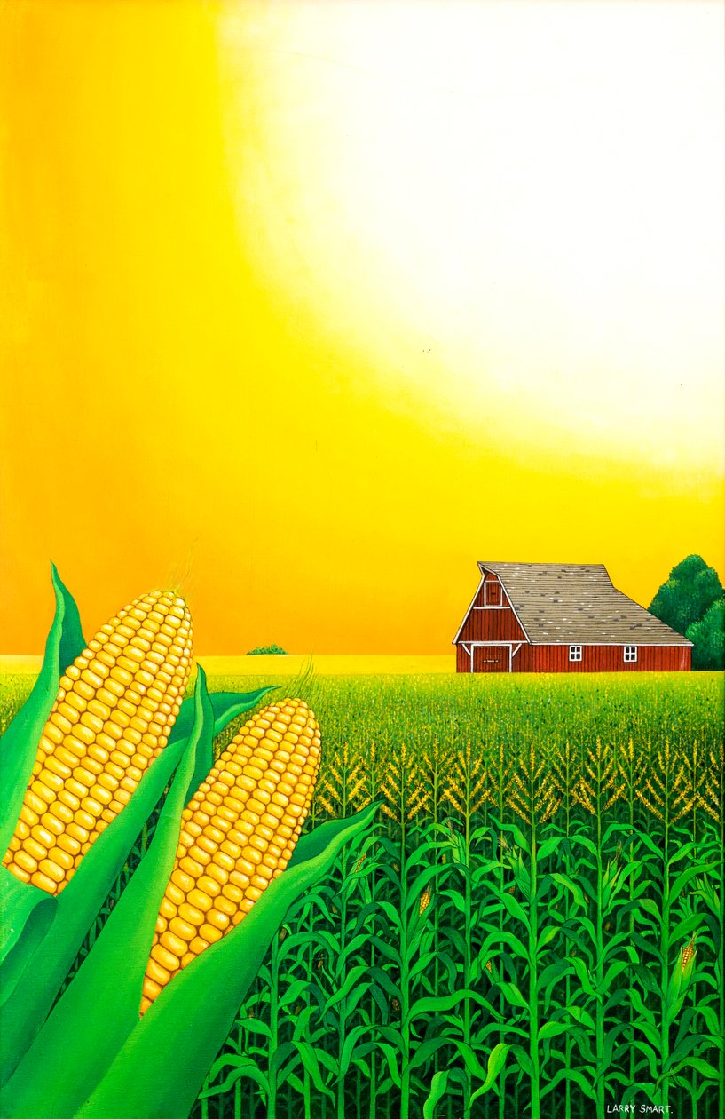 Campo de milho de Nebraska, 1993 (acrílico) de Larry Smart