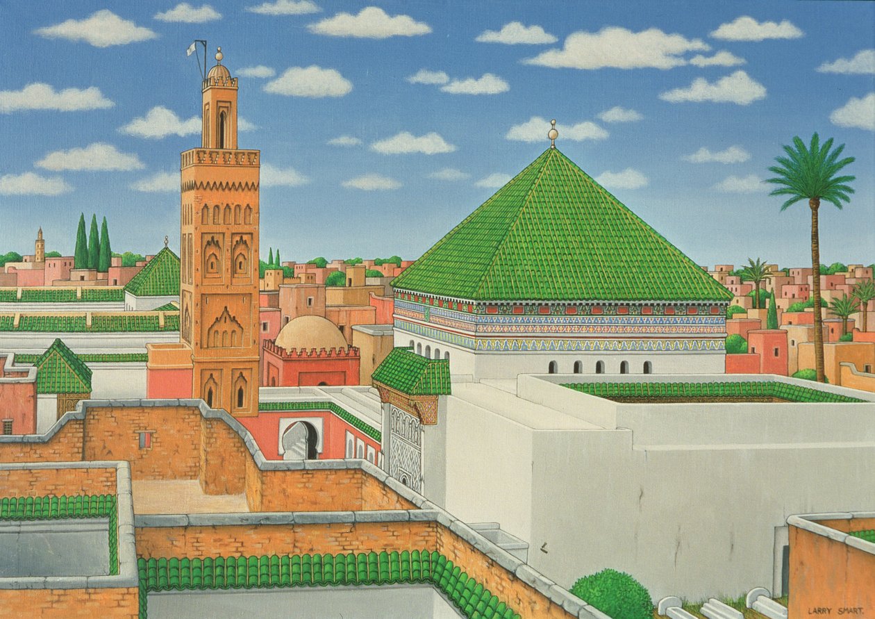 Telhados, Marrakech, 1998 (acrílico sobre linho) de Larry Smart