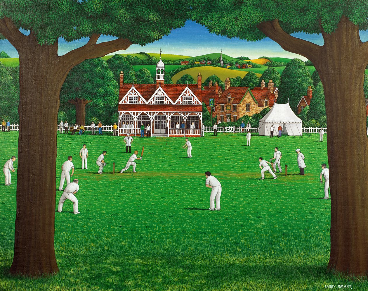 The Cricket Match, 1987 (acrílico sobre linho) de Larry Smart