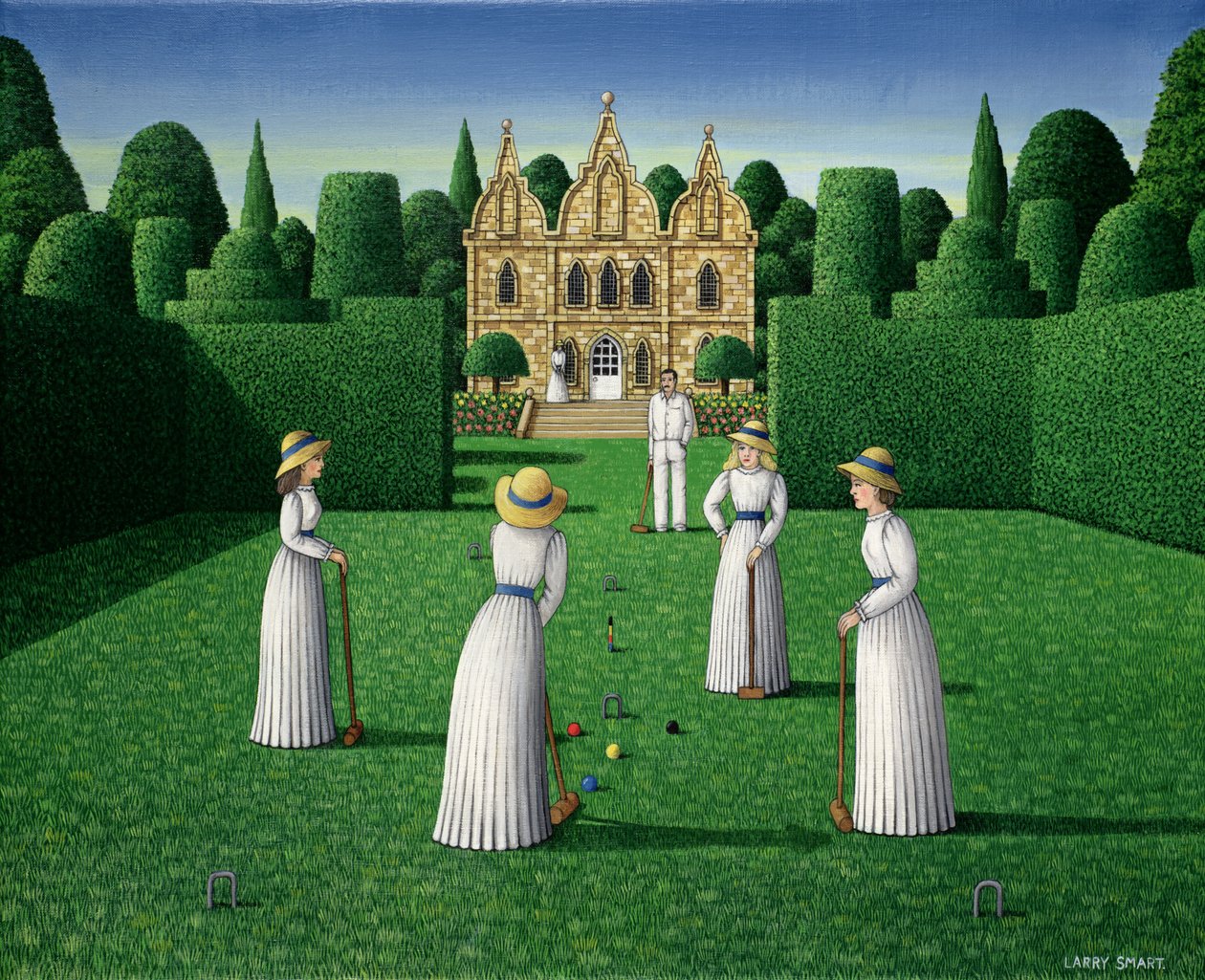 The Croquet Match, 1978 (acrílico sobre linho) de Larry Smart