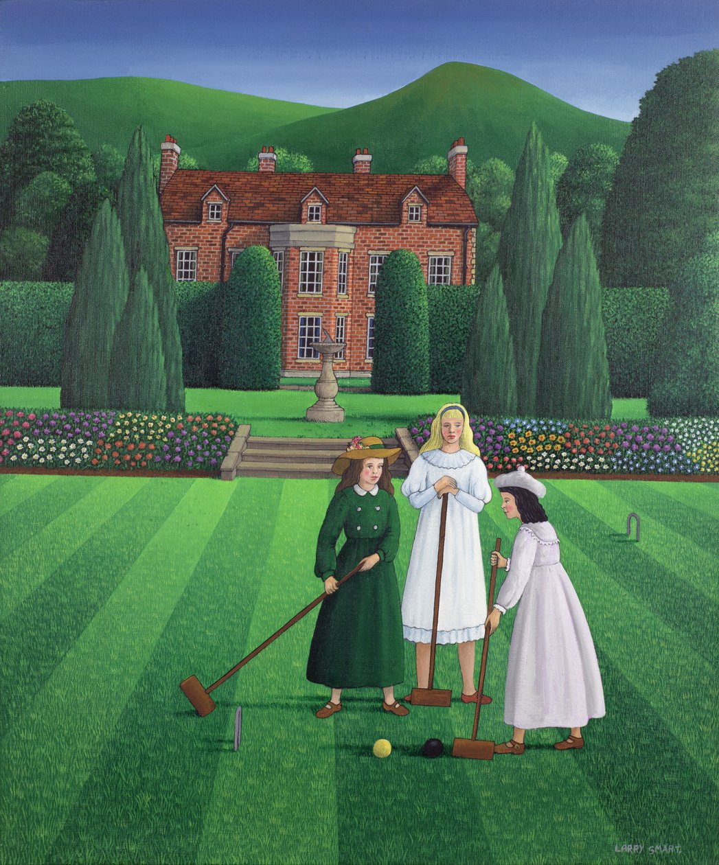 The Croquet Match, 1986 (acrílico sobre linho) de Larry Smart
