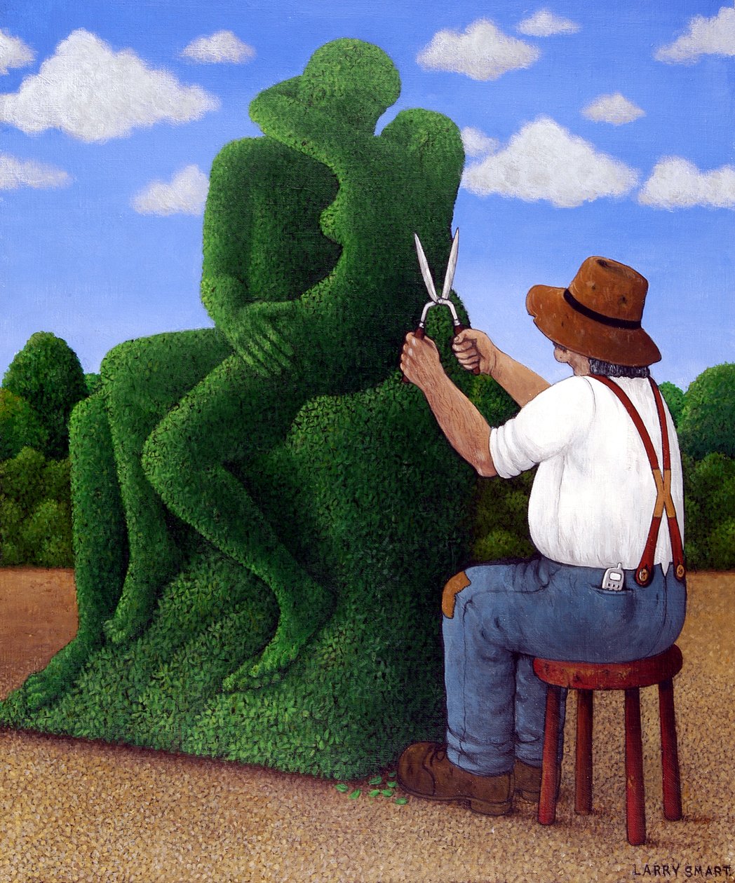 Beijo Topiaria (acrílico sobre linho) de Larry Smart