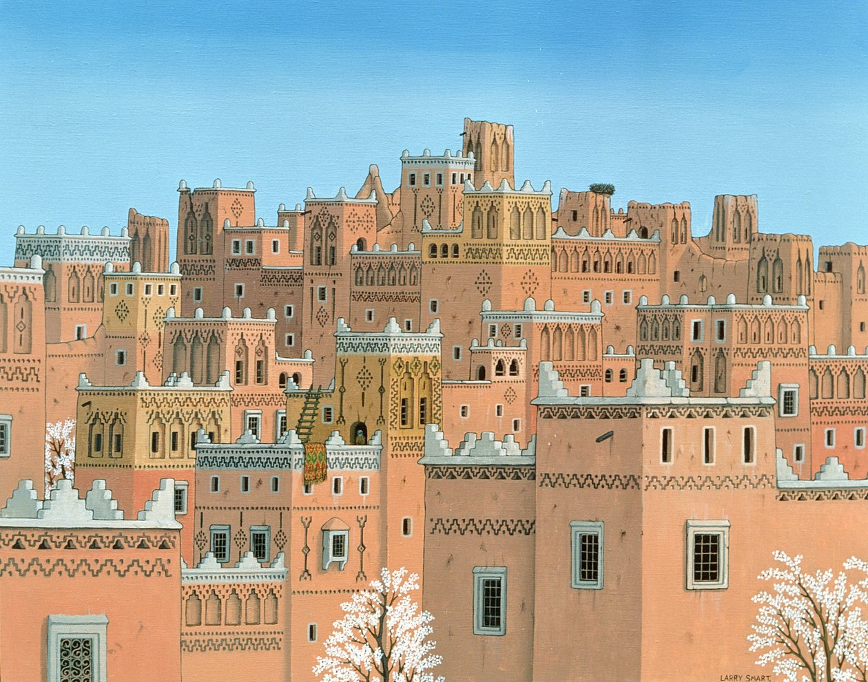 Aldeia, Sul de Marrocos, 1998 (acrílico sobre linho) de Larry Smart