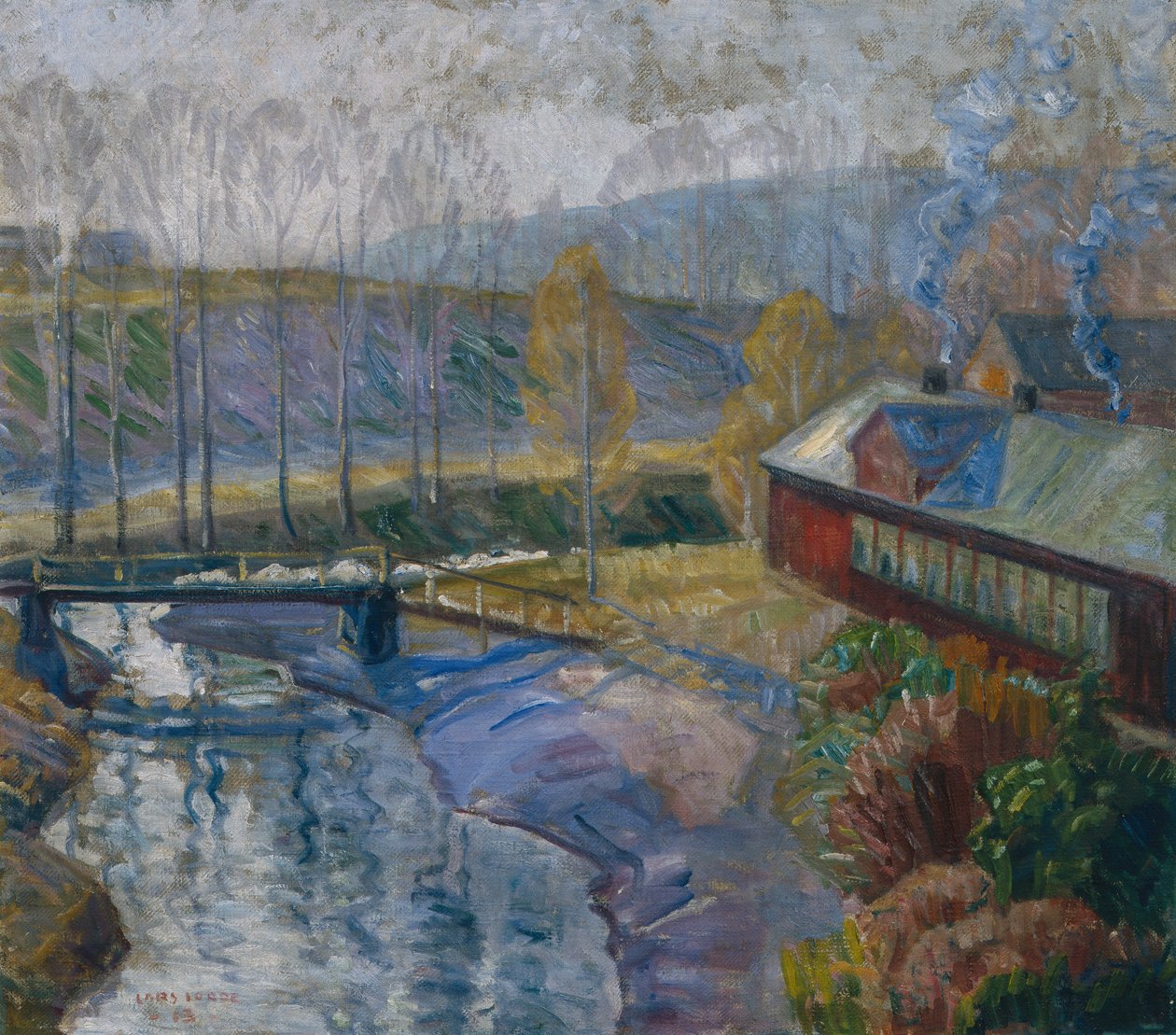 Paisagem com casa e rio de Lars Jorde