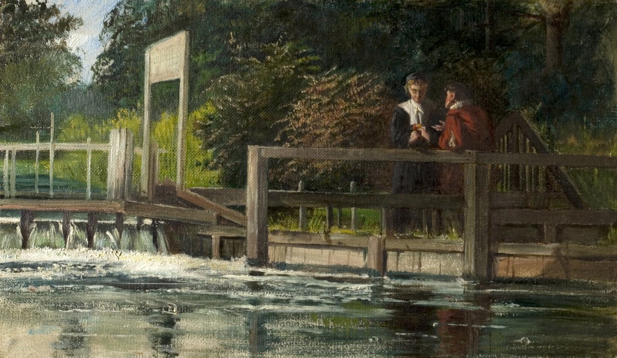 O Trysting Place (óleo sobre tela colocado a bordo) de Laslett John Pott