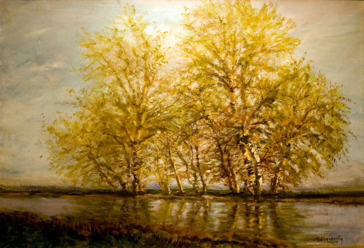 Koratavasz Fak a vizpartonnPortuguês: Early_spring_Trees_at_the__Waterfrontn de Laszlo Mednyanszky