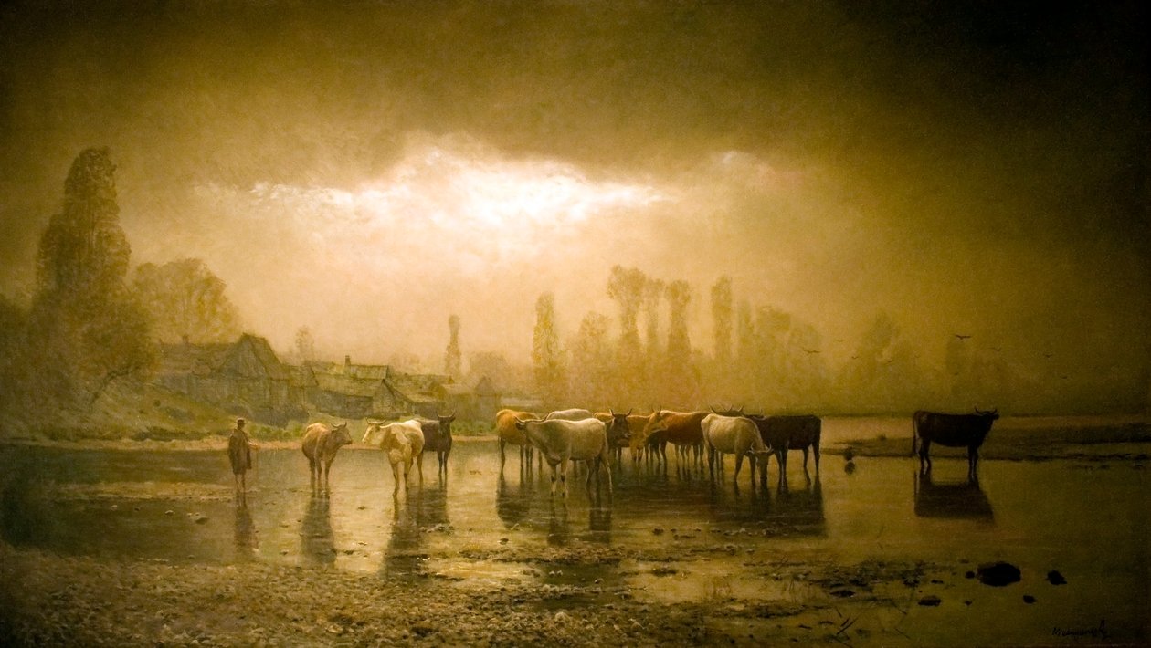 Munkacs videkerol ItatoCountryside em Munkacs Wateringn de Laszlo Mednyanszky