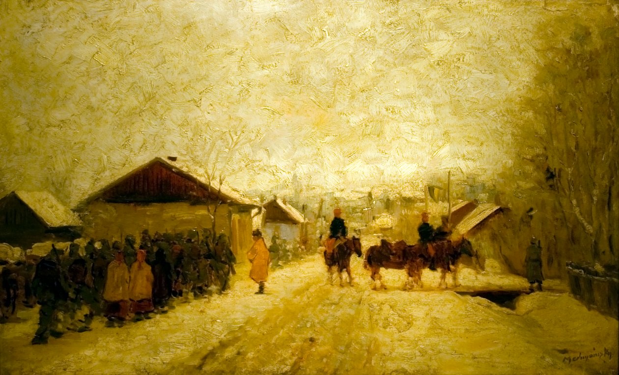 Tempo integral no mundo: Marching_Soldiers_in_Winter_Landscapen de Laszlo Mednyanszky