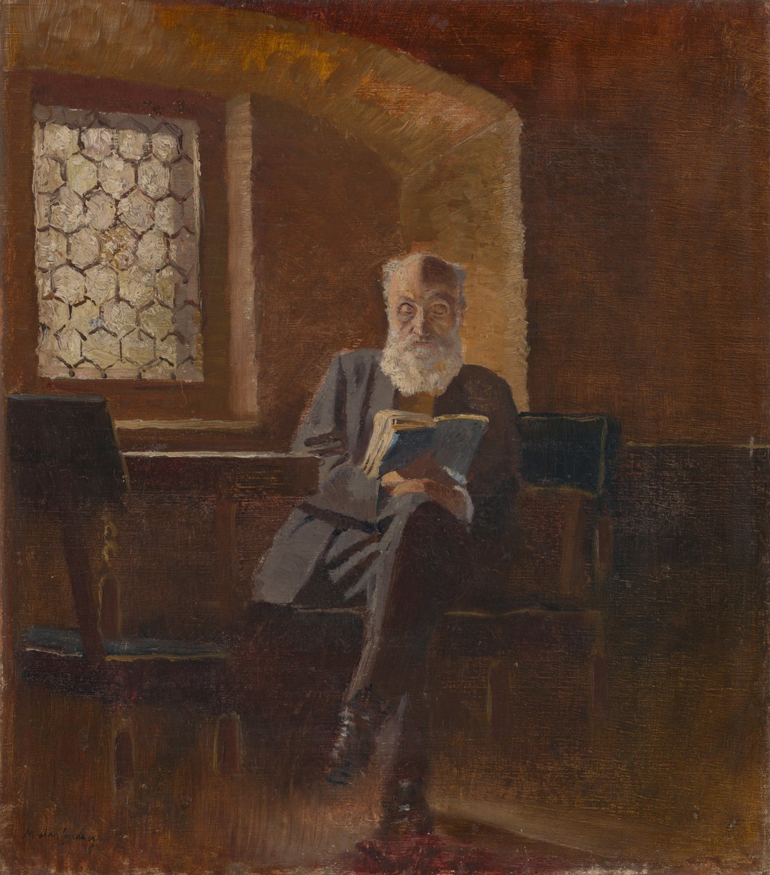 Ao ler. Pai do artista, Barão Eduard Mednyánszky de Laszlo Mednyanszky