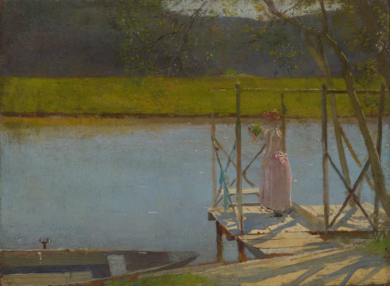 Mulher ao lado de um barco, c.1875-85 de Laszlo Mednyanszky