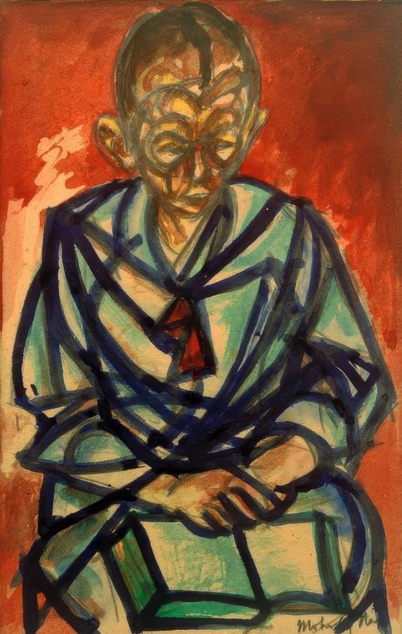 Sem título (marinheiro Miklós, lendo em livro) de Laszlo Moholy Nagy