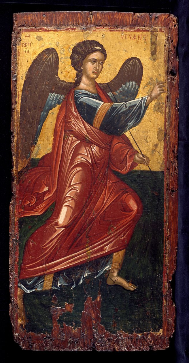 O Arcanjo Gabriel, de uma cena da Anunciação na Porta dos Reis de uma iconostase de Byzantine Greek