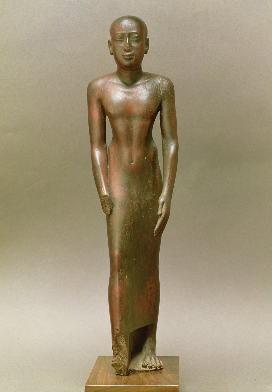 Estátua de um macho em pé (madeira de alfarroba) de Late Period Egyptian