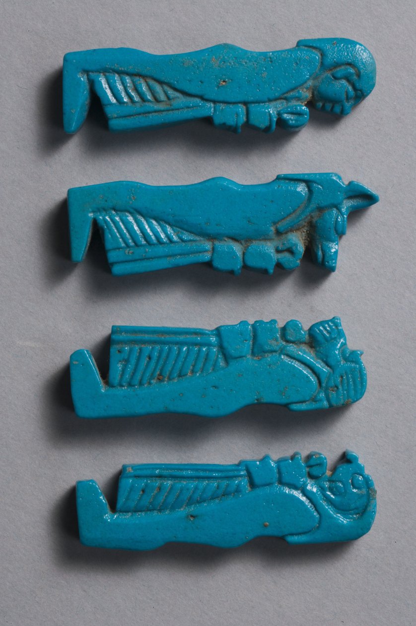 Amuletos dos quatro filhos de Hórus, período dinástico tardio (faiança) de Late Period Egyptian