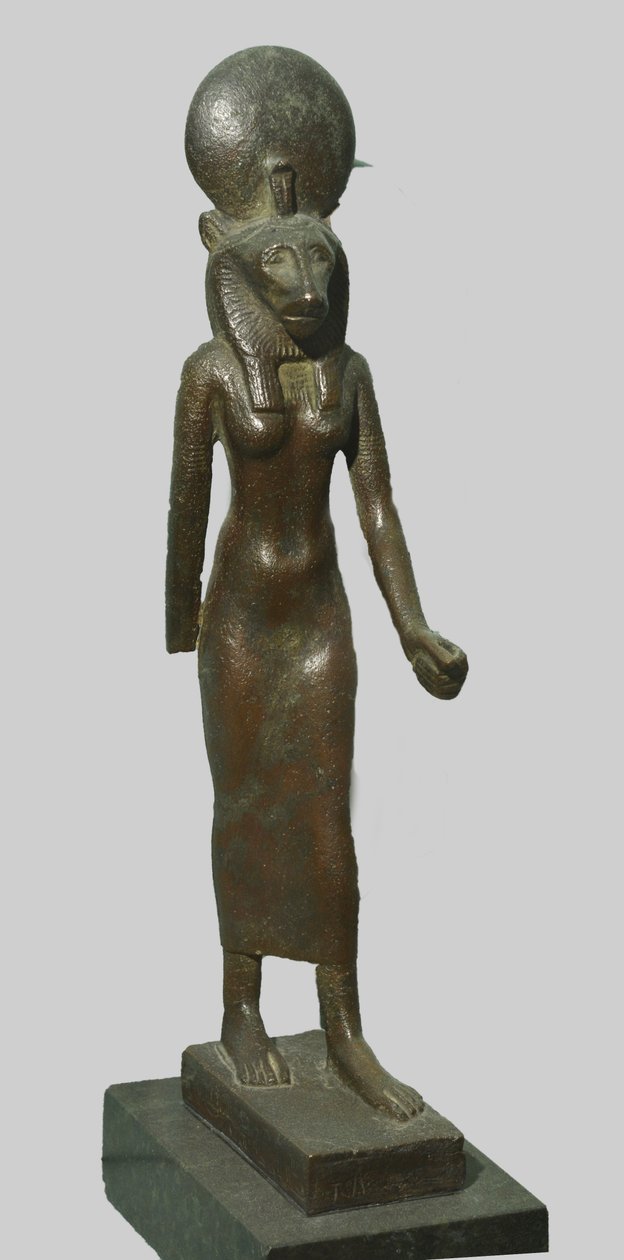 Estátua de bronze da deusa egípcia Sekhmet, 712-332 a.C. de Late Period Egyptian