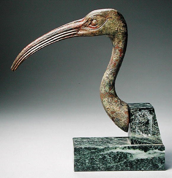 Cabeça de um ibis (bronze fundido sólido) de Late Period Egyptian