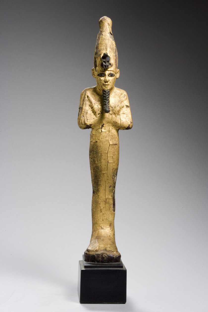 Osiris, Período Dinástico Final, 664-332 AC (madeira dourada com incrustação de bronze) de Late Period Egyptian