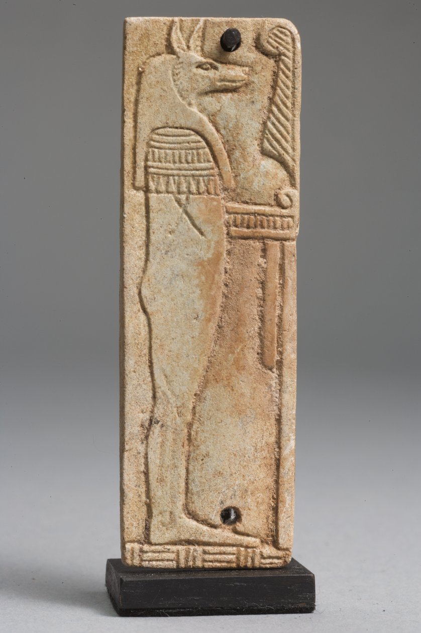 Placa de Duamutef (faiança) (ver também 325655, 325656 e 325657) de Late Period Egyptian
