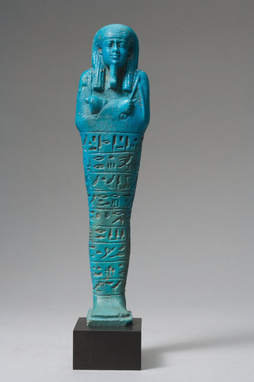 Ushabti para Psammtik nascido de Saba-rekhyet (faiança) de Late Period Egyptian